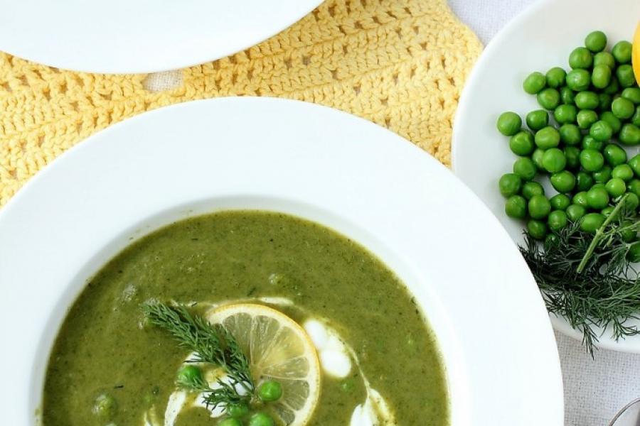 Green Soup with Leeks, Leafy Greens, & Peas | Kitchen Frau