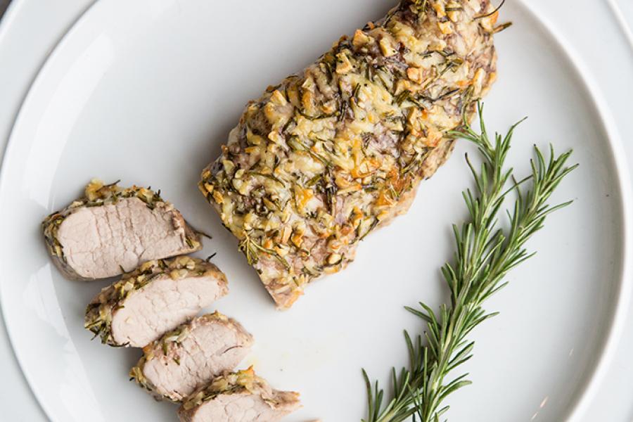 Rosemary Garlic Parmesan Pork Tenderloin - The Kitchen Magpie