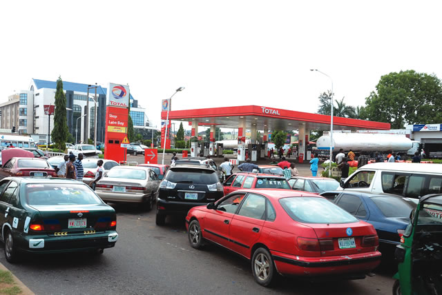 Motorist queue for fuel in Abuja... on Sunday