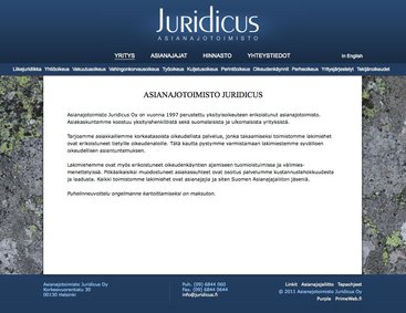 Asianajotoimisto Juridicuksen tavoitteena oli luoda mahdollisimman vakuuttava verkkobrändi