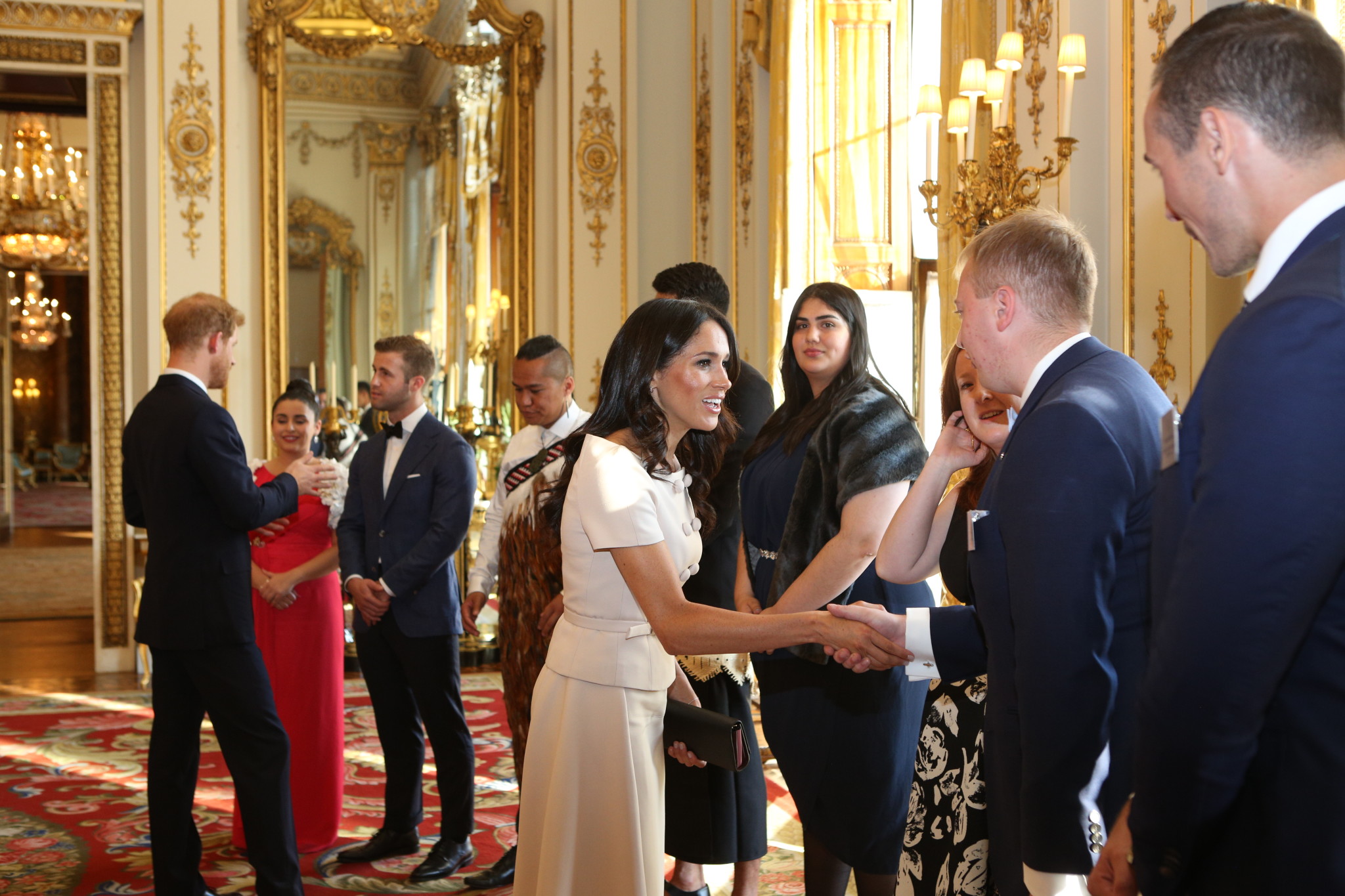 Her Majesty The Queen presents Awards to the 2018 Queen’s Young Leaders Award winners at Buckingham Palace. Their Royal Highnesses The Duke and Duchess Of Sussex and The Rt Hon Sir John Major KG CH, Chairman of The Queen Elizabeth Diamond Jubilee Trust also joined The Award winners to congratulate them on their remarkable achievements. Guests at the ceremony include Sir John Major, David Beckham OBE, Sir Lenny Henry CBE, Nicola Adams OBE, Neelam Gill, Caspar Lee, Tina Daheley, Emma Gannon and Ore Oduba.