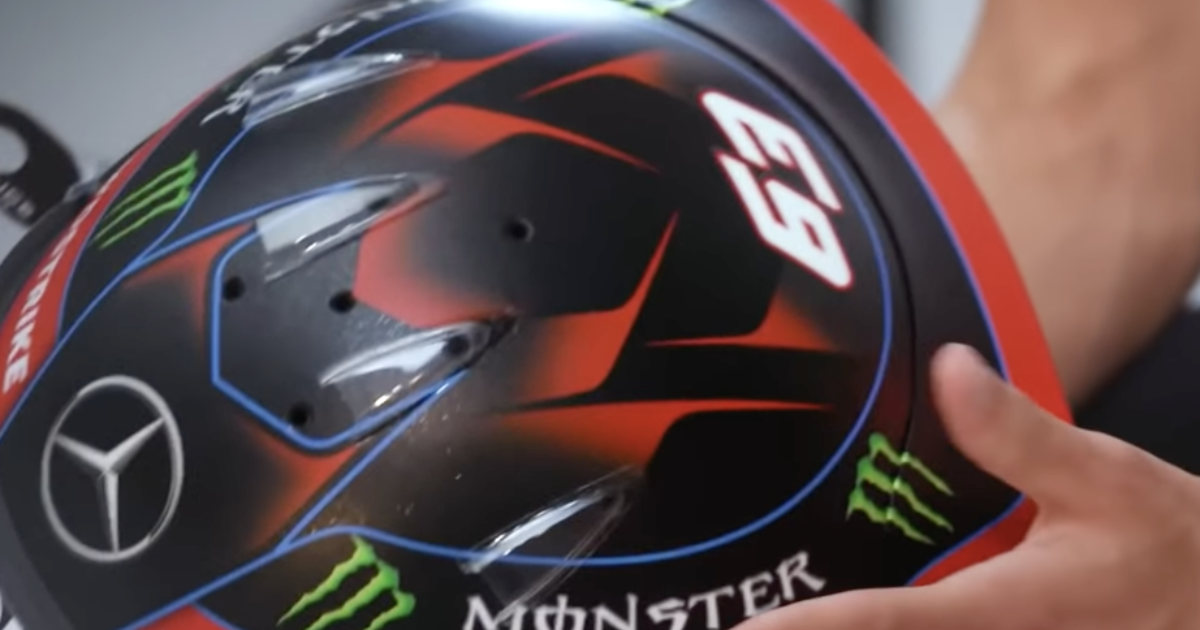 Video: Russell reveals new helmet design inspired by F1 legend |  RacingNews365