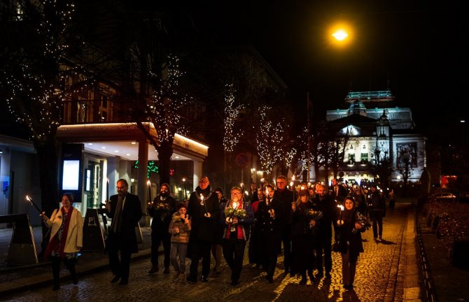 Torchlight parade in Bergen