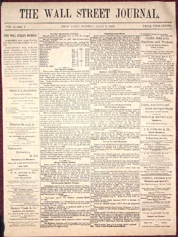 Número antiguo del Wall Streat Journal