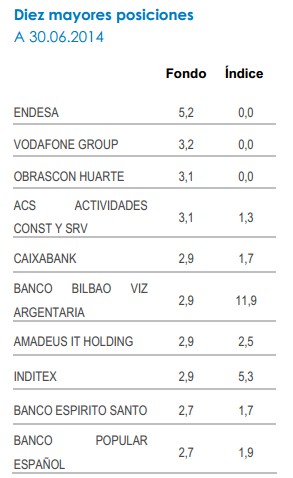 Principales posiciones Fidelity Iberia