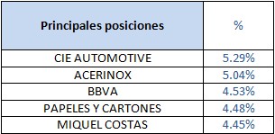 Principales posiciones Gesconsult Renta Variable