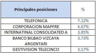 Principales posiciones Mutuafondo España