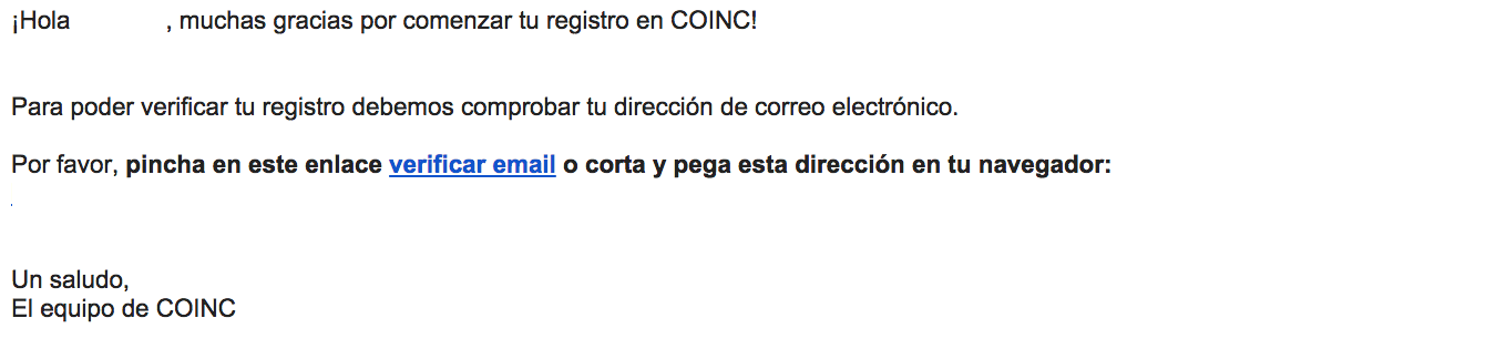 Correo confirmación COINC