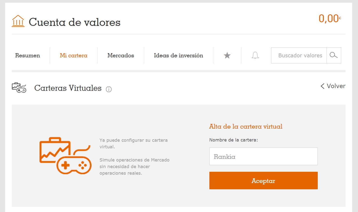 Crear cartera virtual Broker Naranja