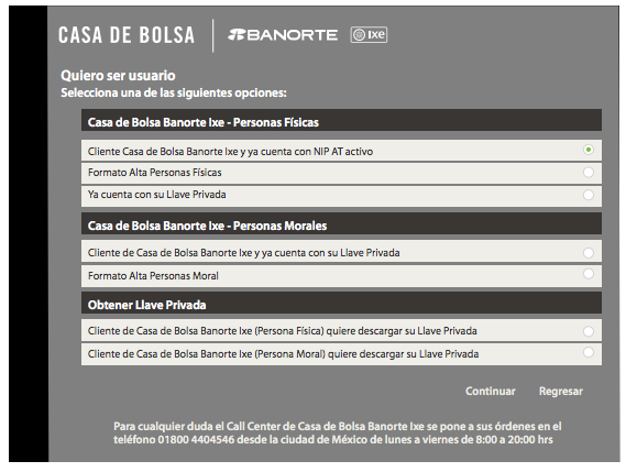 Casa de Bolsa Banorte Ixe: apertura de cuenta