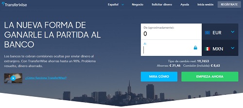 Transferencia de dinero con menos comisión Transferwise