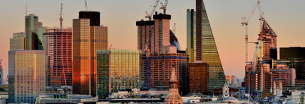 Close-up image of London skyline.