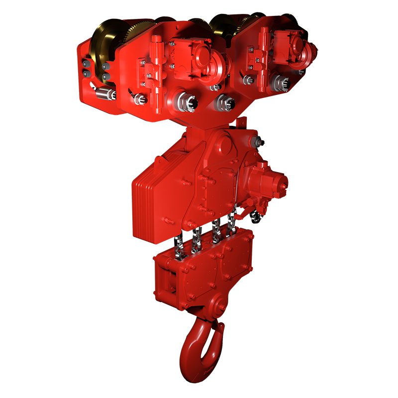 AIR HOIST & TROLLEY TNC50TW/4AT502S 50 TONNE FOUR FALL Red