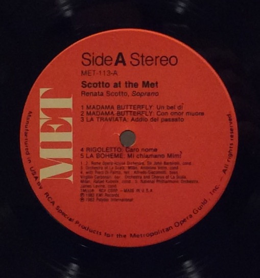 Renata Scotto - Renata Scotto At The Met (LP, Comp) - Picture 5 of 6