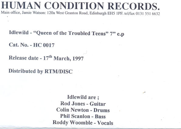 Idlewild - Queen Of The Troubled Teens (7", EP) - Foto 5 di 5