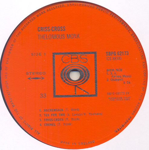 Thelonious Monk - Criss-Cross (LP, Album) - Bild 3 von 4