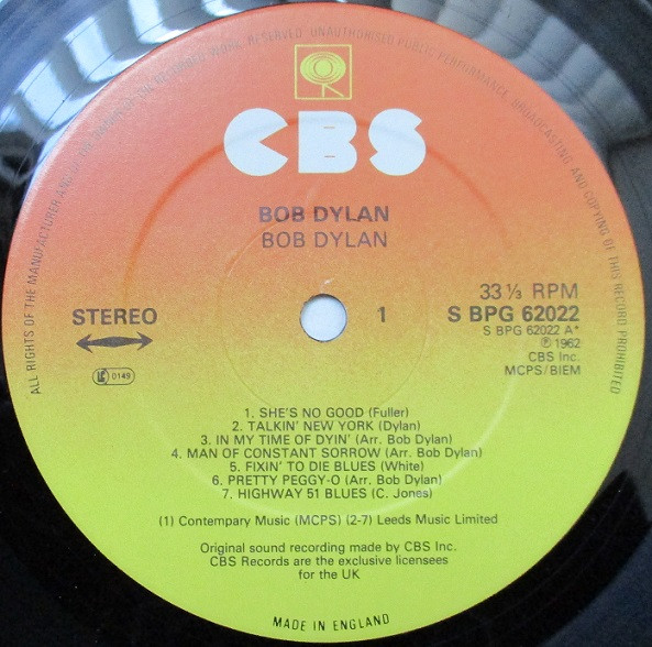 Bob Dylan - Bob Dylan (LP, Album, RE, RP) - Picture 3 of 3
