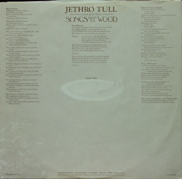 Jethro Tull - Songs From The Wood (LP, Album, Ter) - Picture 3 of 6