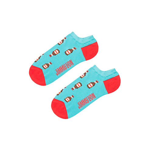 Calcetines tobilleros azules turquesa, Jimmy Lion x Mahou, Talla L