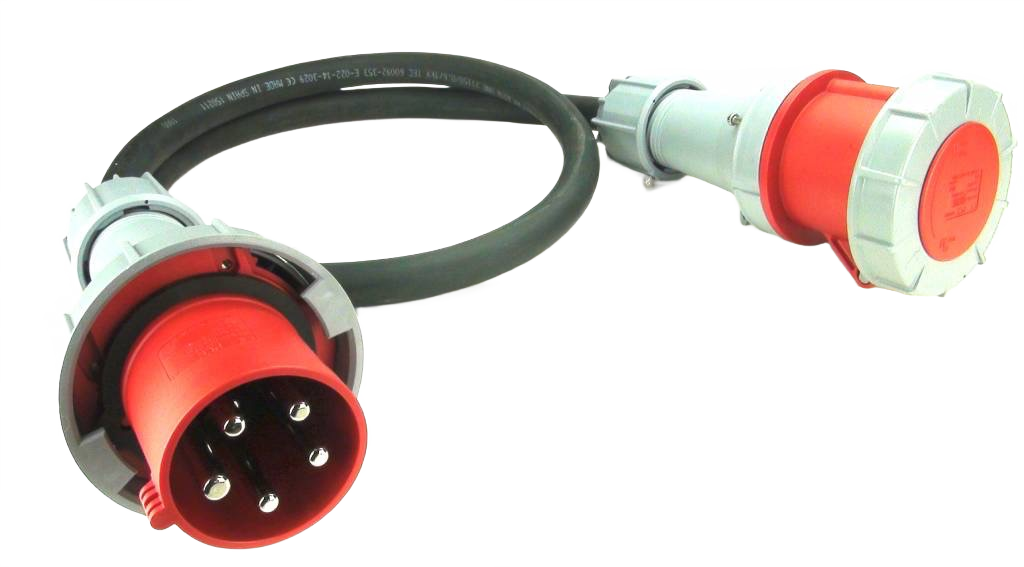 3 fasen 63A CEE red 25m (5x 16mm2)