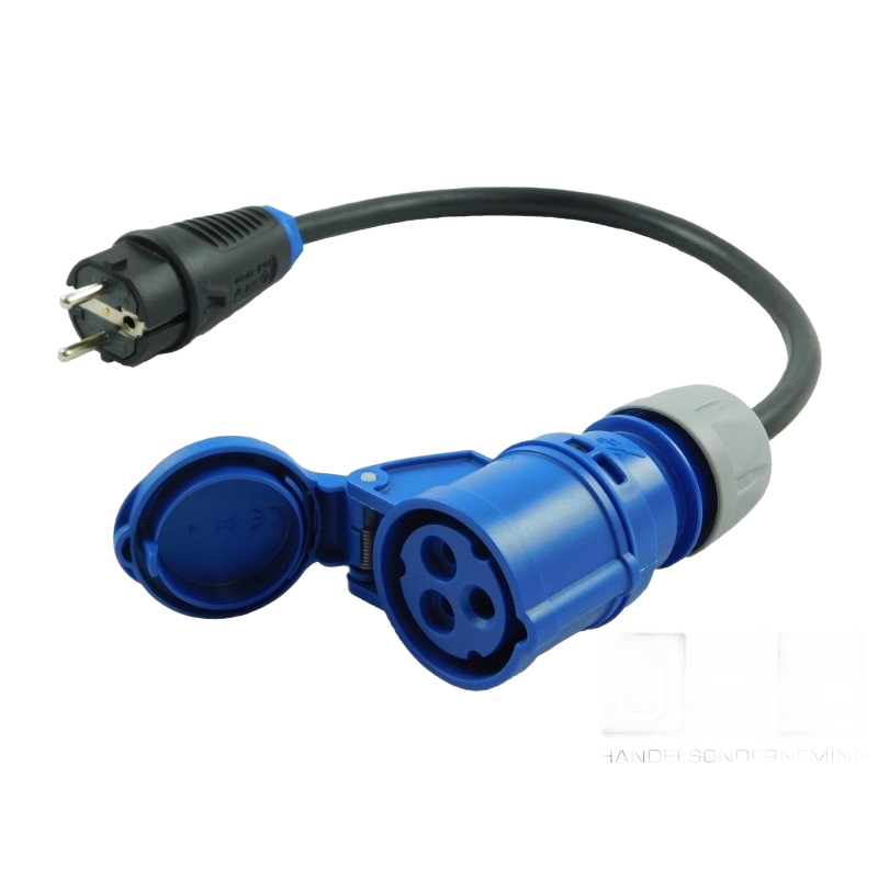 Schuko ->  CEE 16A (Blue) - 1m
