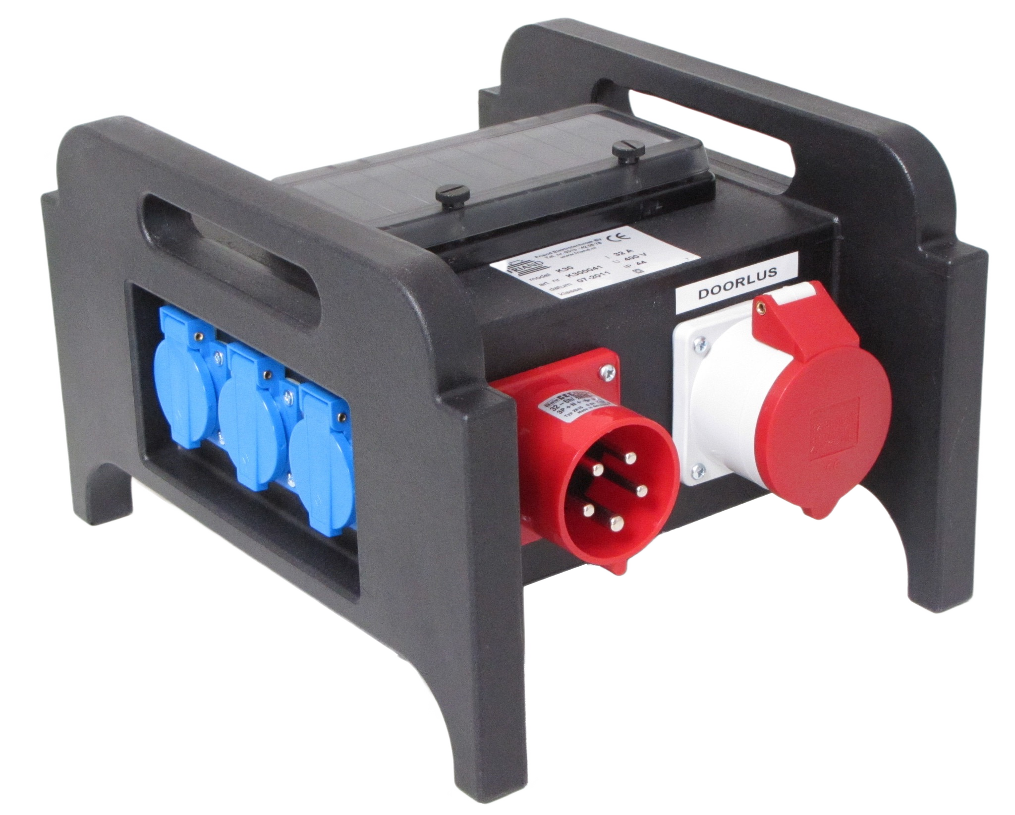 PSU 32A CEE Red > 32A CEE Red + 6x 16A Schuko  (Stapelbaar)