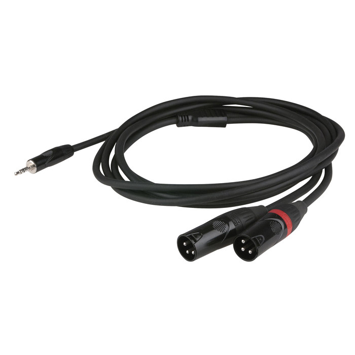 Verloopkabel Mini-Jack => 2x XLR Male - 1.5m
