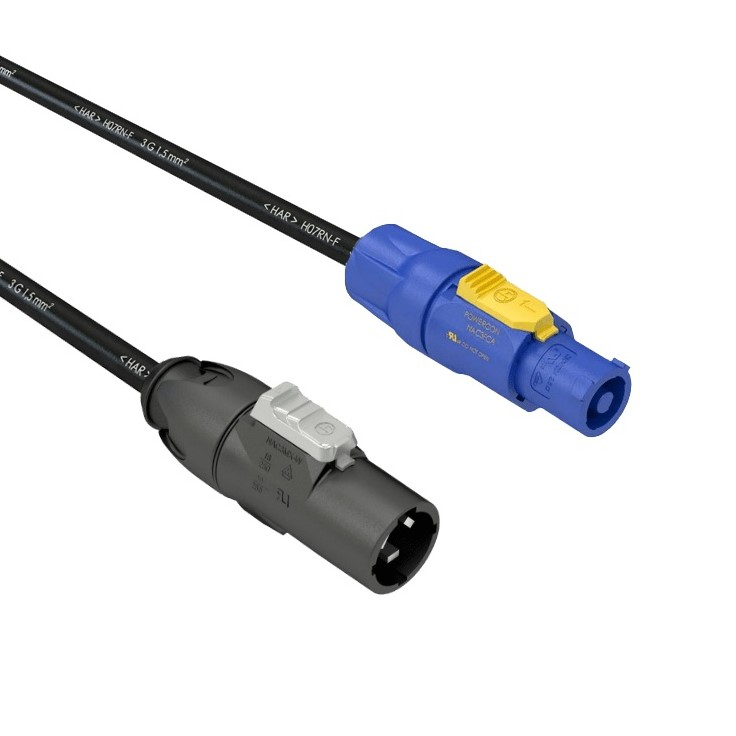 Verloop Powercon True1 Male => Powercon Blauw