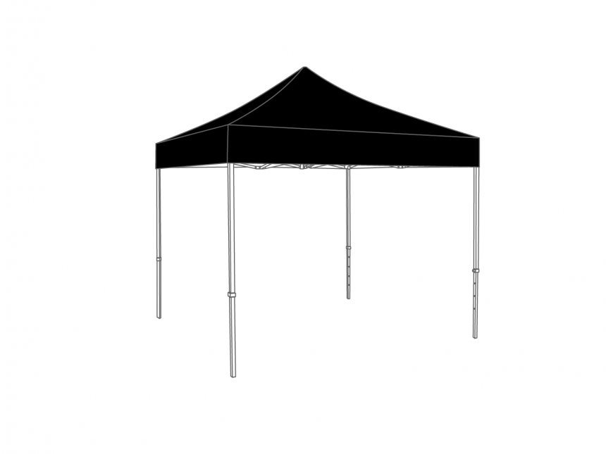 Tent - Easy-up PVC zwart 3m x 3m