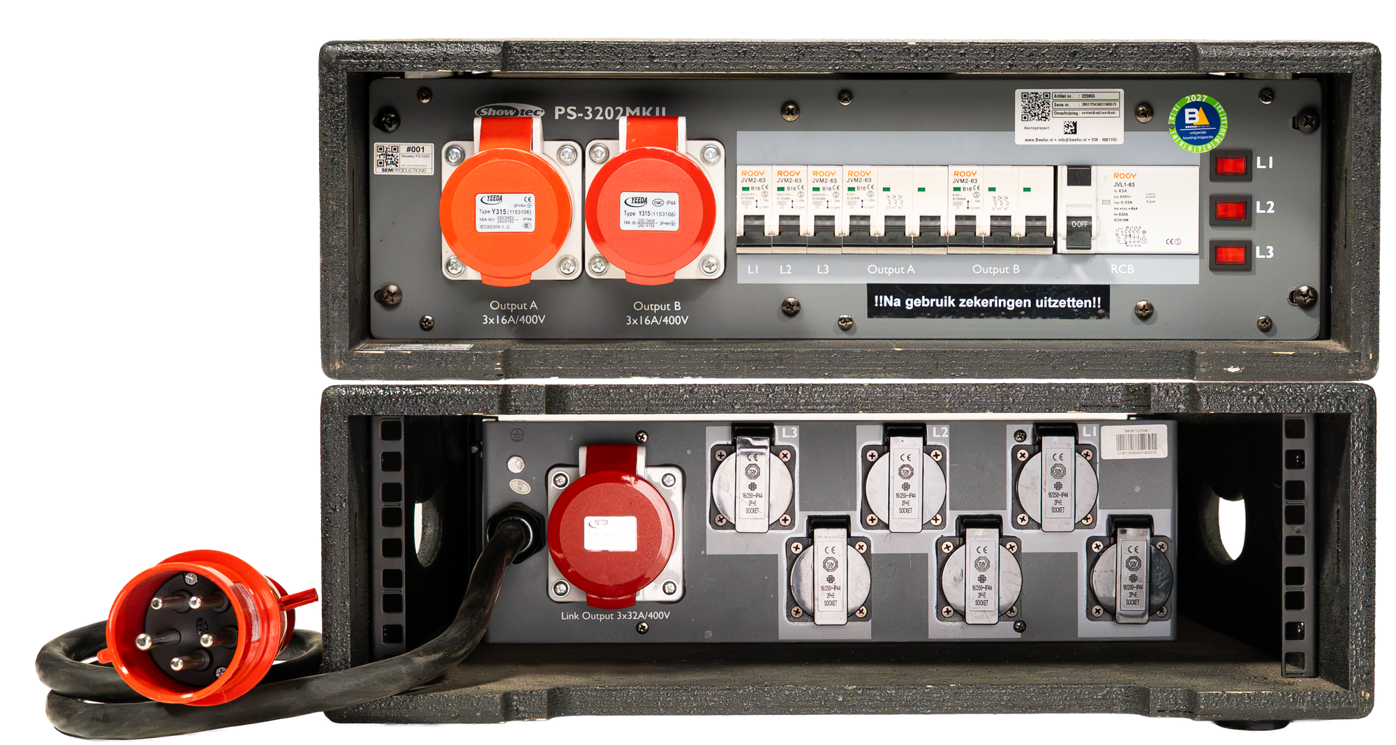Powerdistro Showtec PS-3202 | 32A => 32A/ 2*16A5p/ 3*Schuko [4MU]