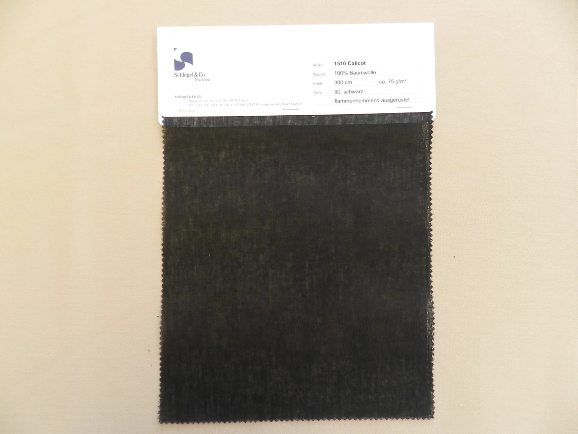 Nesselstoff schwarz 75g/m 300cm breite - Verkauf pro Laufmeter