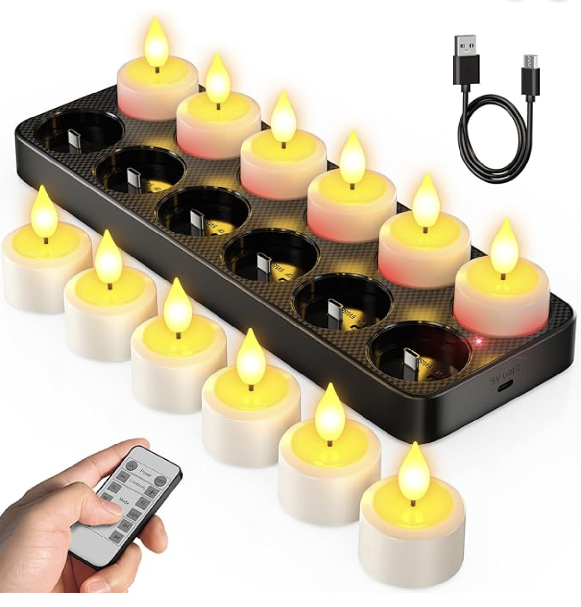 Bougie / chauffe plat LED Rechargeable Flamme Vacillante (x10)