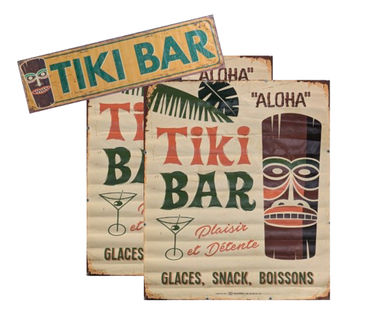 Enseigne bâche "Tiki Bar" 3 pièces