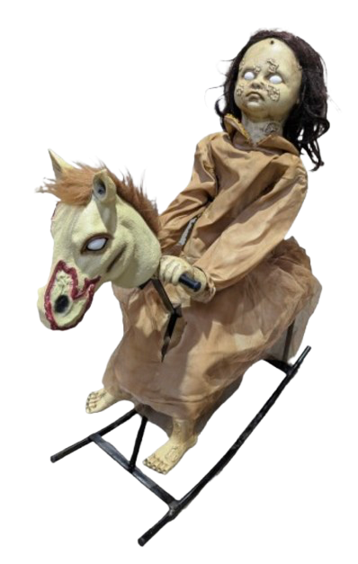 Cheval à bascule + fille