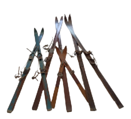 Skis bois anciens (x4)
