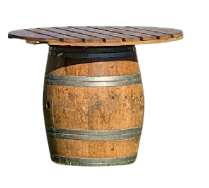 Tonneau vernis - Plateau lattes bois D=1m - Image 2