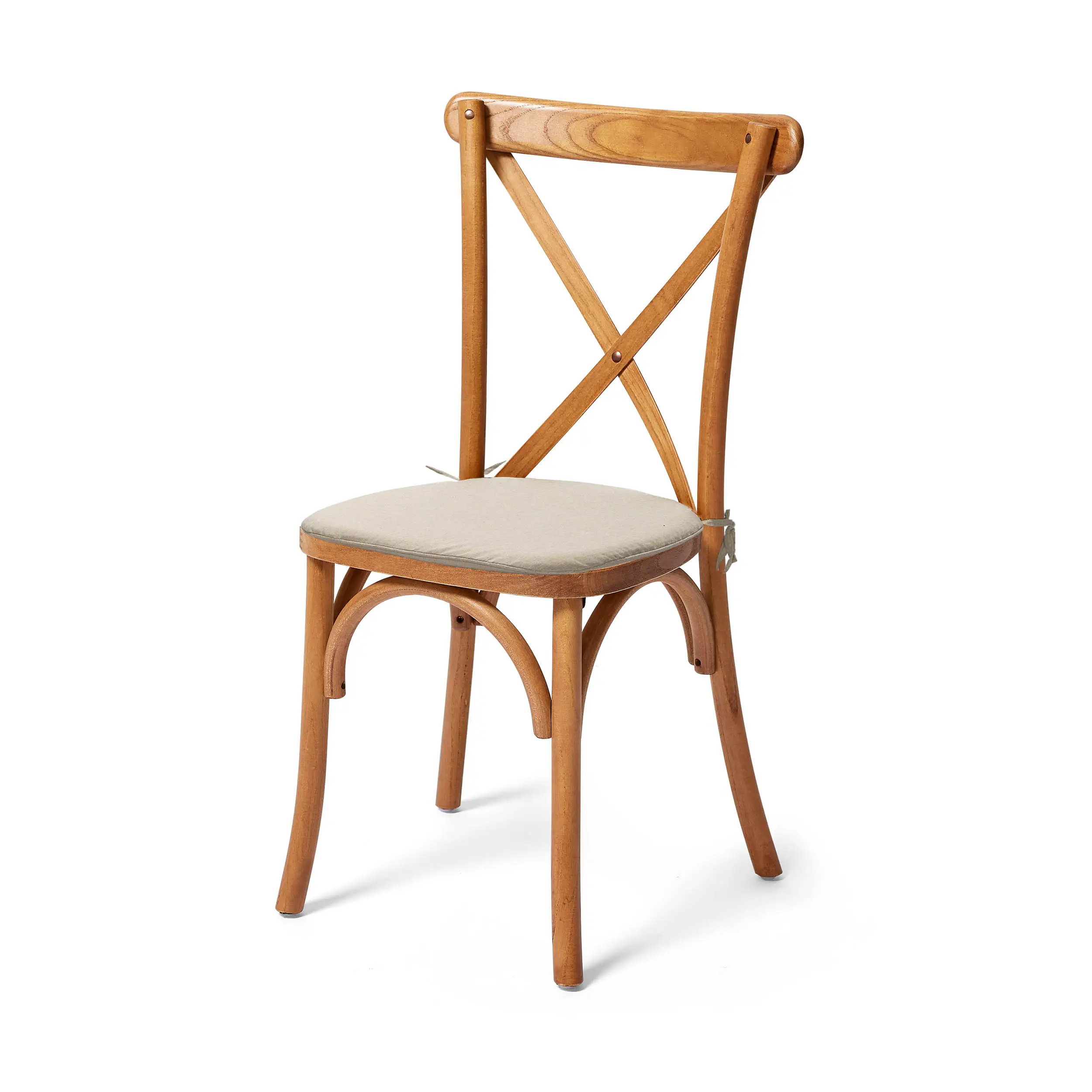 Thumbnail 2 voor Crossback stoel hout (inclusief grijs kussen)