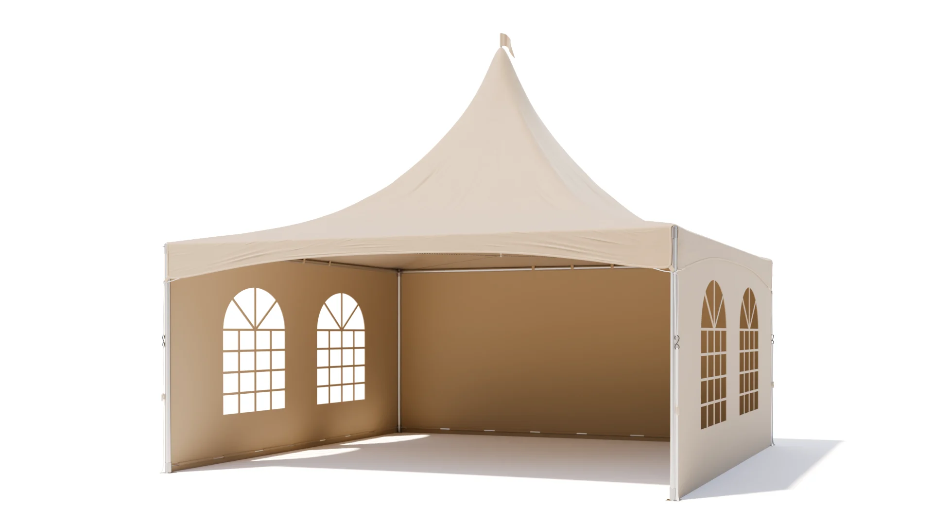 Pagodetent - Zand - 5x5M - incl op- & afbouw