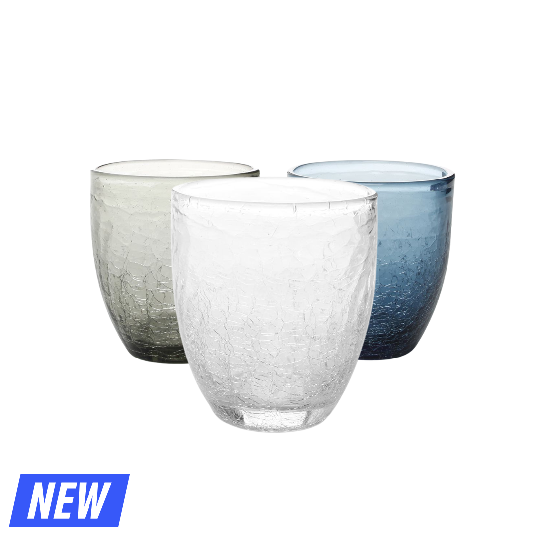 Waterglas Crackle 25cl (white, blue, gray) (per 24 stuks)