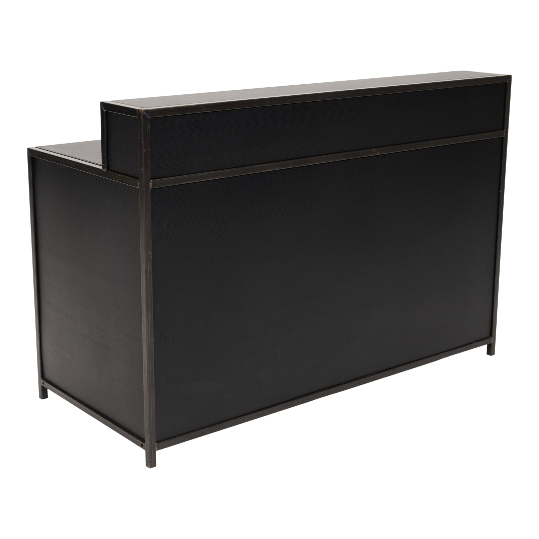 Verhoogd klapbuffet Black Steel zwart(160x70cm) met RVS blad en opstaande rand