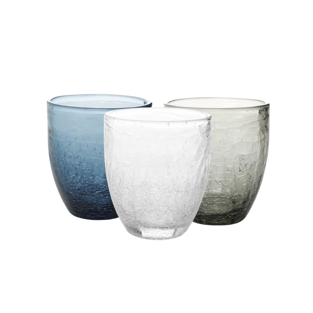 Waterglas Crackle 25cl (white, blue, gray) (per 24 stuks)
