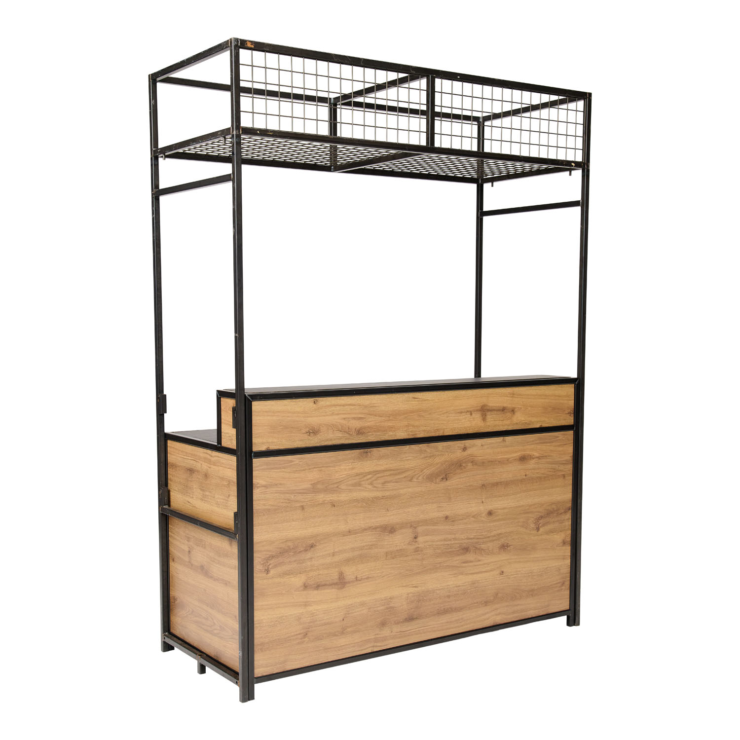 Hout verhoogd klapbuffet Black Steel (160x70cm) met opstaande rand inclusief buffet bovenbouw