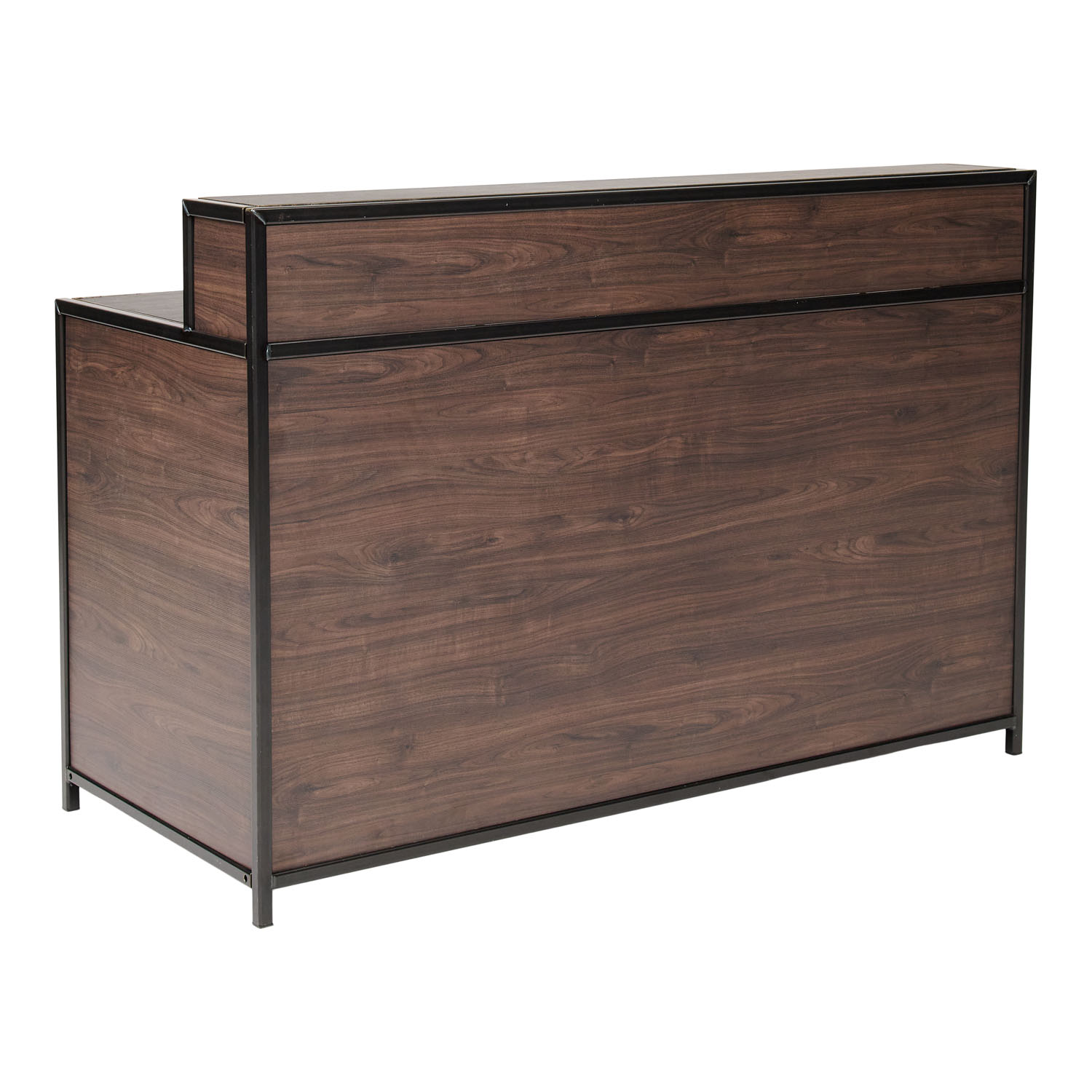 Walnoot hout Verhoogd klapbuffet Black Steel (160x70cm) met opstaande rand