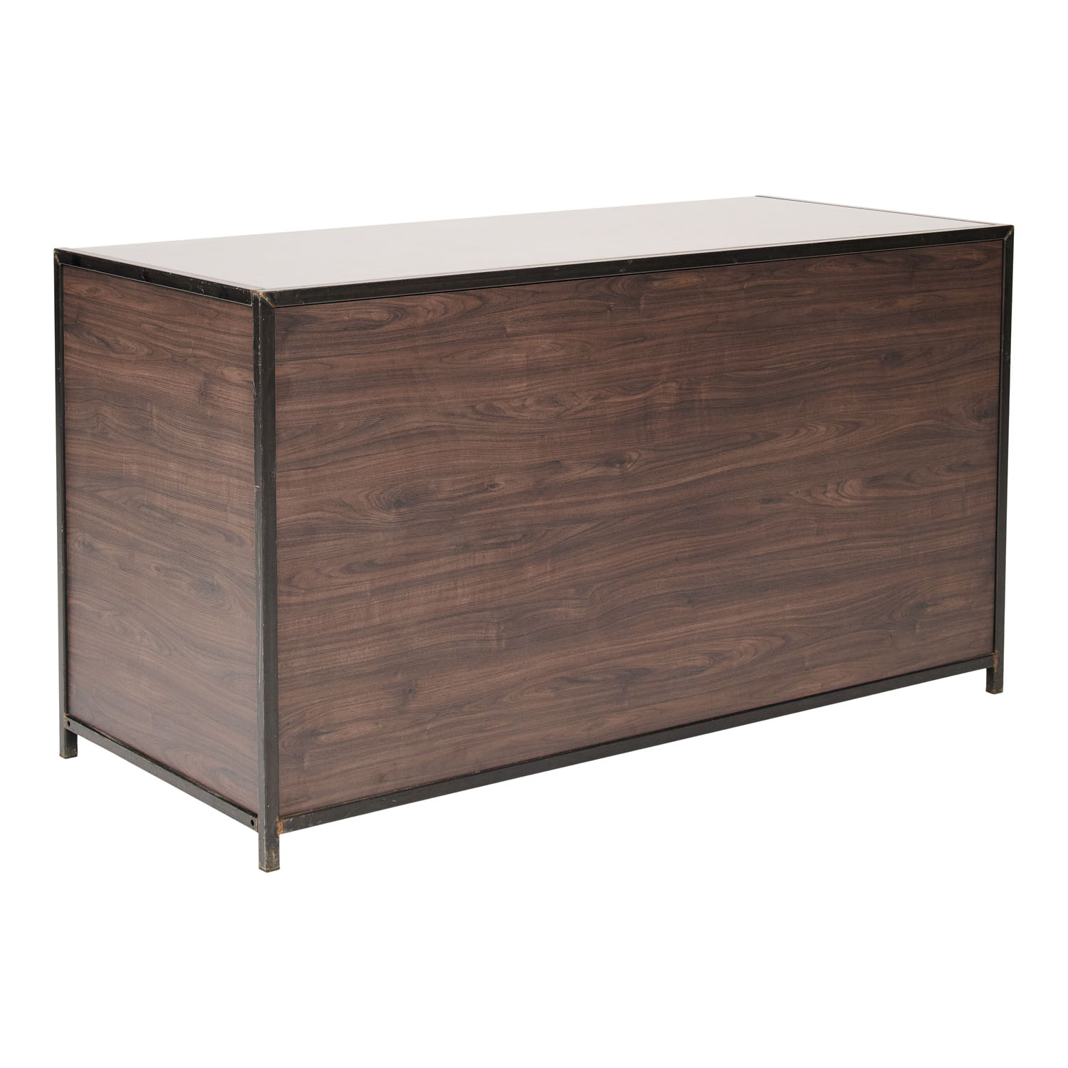 Walnoot hout klapbuffet Black Steel (160x70cm) met RVS blad