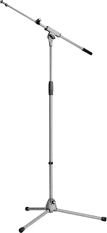 Pied de micro grand avec double perchette K&M gris