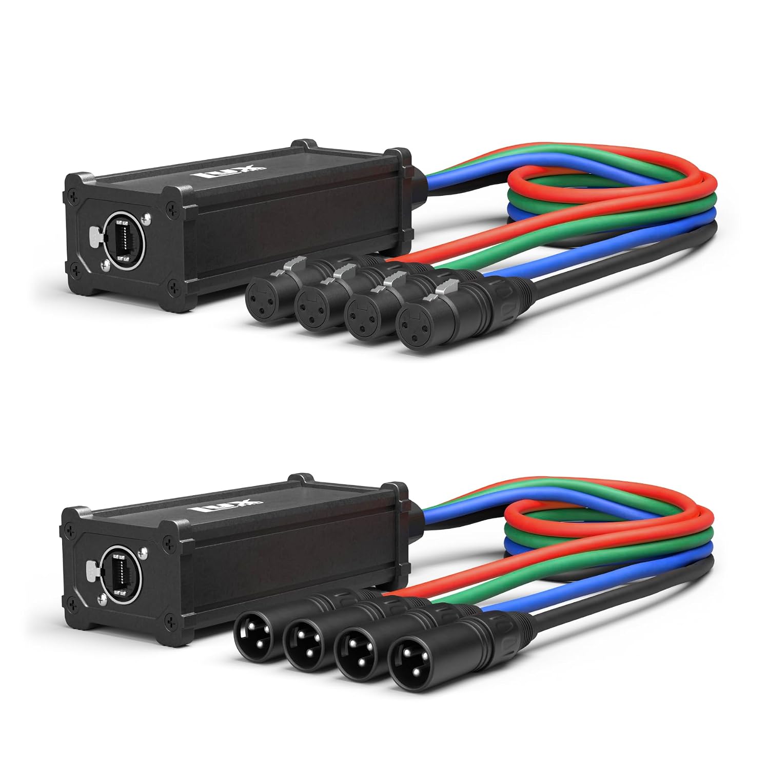 LyxPro 4-Channel XLR to RJ45 Ethercon Audio Snake Pair, 3 ft Cables