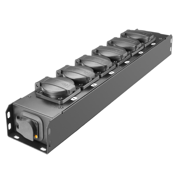 BÜHNENSTROMVERTEILER, IN/OUT TRUE 1, 4 x T23 , 2 x SCHUKOBUCHSE 