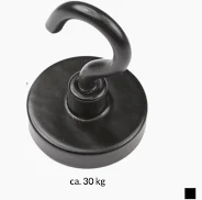 MAGNET-SET 32 STÜCK MIT HAKEN 32 mm DURCHMESSER 28 kg HALTEKRAFT