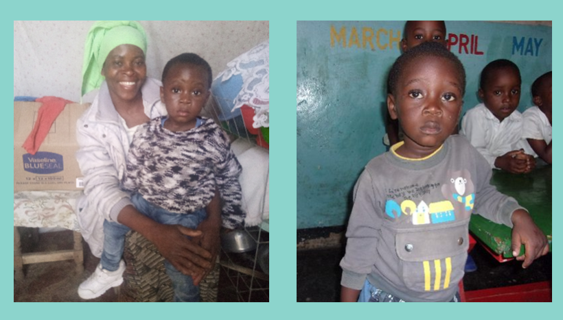 Gracious with his grandmother, and at Nursery School.