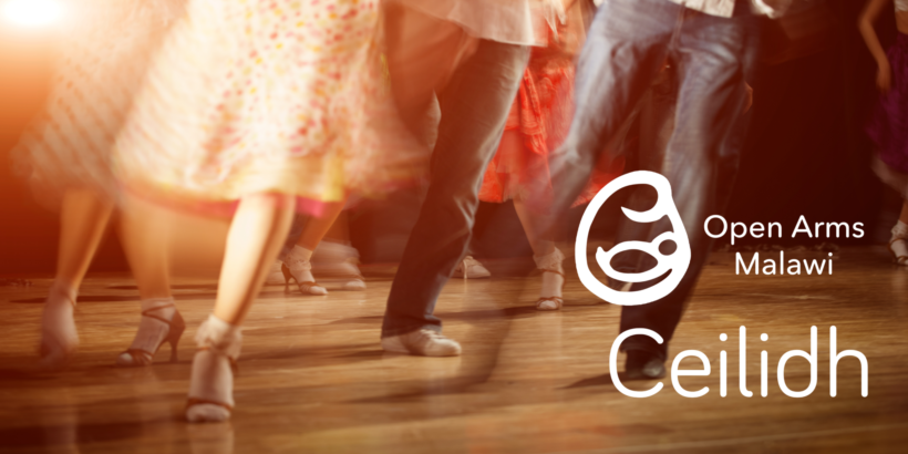people dancing open arms Malawi ceilidh